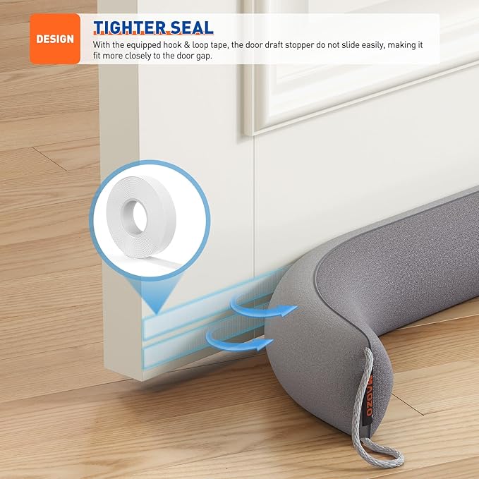 MAGZO Door Draft Stopper, 42 Inch Under Door Draft Blocker Noise Stopper, Weighted Wind Blocker Draft Guard for Bottom of Door, Gray
