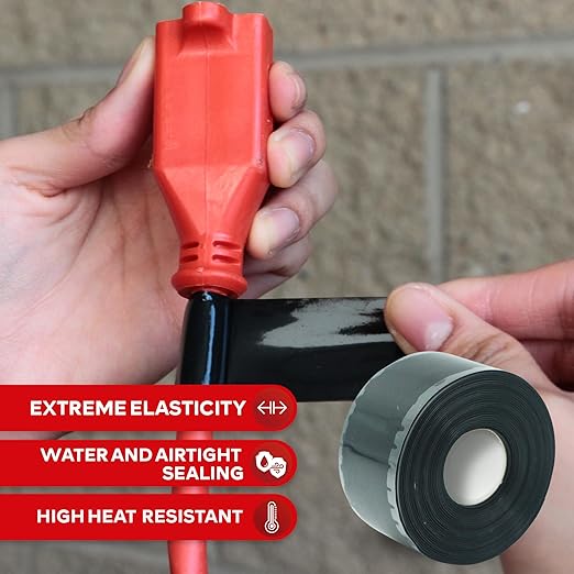 XFasten Self-fusing Silicone Tape Pro, Black, 1.5-Inch x 15-Feet, 30mils Weatherproof Silicone Rubber Sealing Tape for Outdoor Coax, Electrical Cable, Radiator Hose, Pipe Leaks and Emergency Repairs