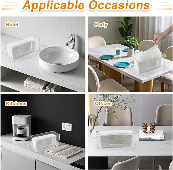 1Pack Acrylic Paper Towel Dispenser, Napkin Holder for Bathroom, Kitchen & Countertop – Paper Towel Holder Z-Fold/C-Fold/Multi-Fold Holder, Shatter-Resistant & Space-Saving (1)