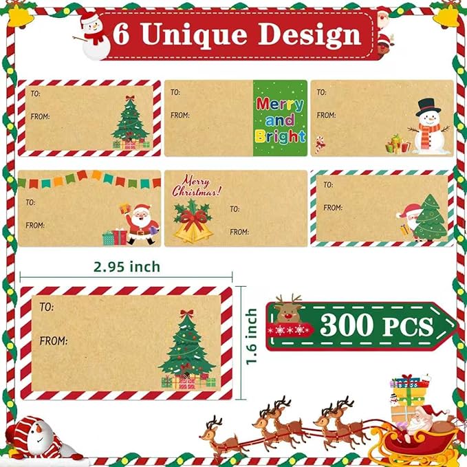 Christmas Gift Tags - Kraft Brown Gift Tags Christmas Presents | Christmas Gifts for Women Men Mom - Christmas Wrapping Paper - Christmas Decorations- 2.95 x 1.6 Inch