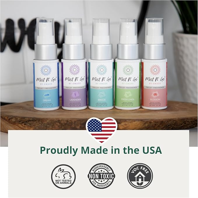 Mist N’ Go by Omaze Travel Bathroom Spray for Toilet Spray Odor Eliminator - Travel Toilet Spray for Bathroom Air Freshener Spray for Bathroom Deodorizer - Lavender Travel Size (1oz x1)