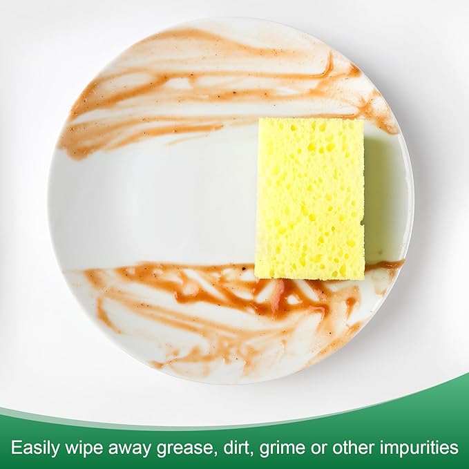 2-Set Kitchen Sponges, Condense Eco Cellulose Non-Scratch Scrub Heavy Sponge for Kitchen/Household/Bathroom, Clean Tough Messes Dish Scrubber [Multicolor]