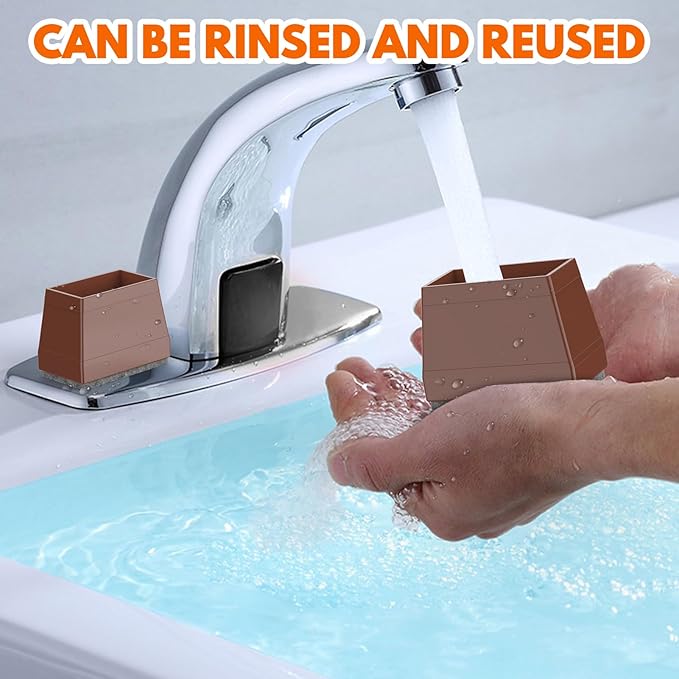 Rectangle Chair Leg Protectors for Hardwood Floors,16 PCS Silicone Covers to Protect Wood Tile Floors Felt Pads Furniture Leg Caps Reduce Noise. Easy to Move.(Brown,1 x 2.5 Inch,Rectangle)