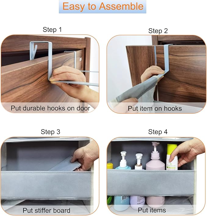 Extra Large Over The Door Organizer Storage 6-Shelves and 12 Side Pockets, Heavy Duty Hanging Door Organizer for Closet Bathroom Bedroom Nursery Pantry, Grey