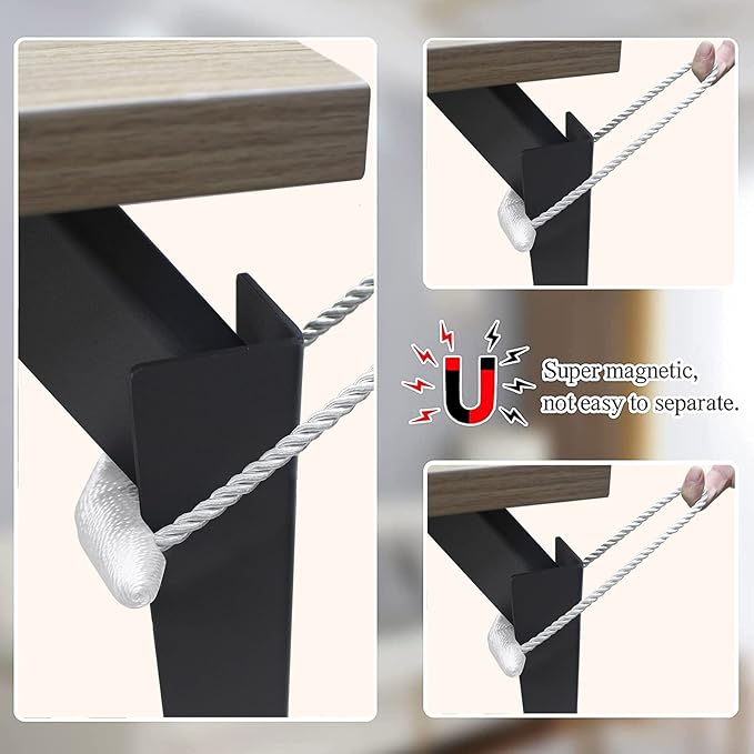 Hion Magnetic Curtain Tiebacks White 2pcs, Curtain Tiebacks Buckles Holdbacks Holders Hooks Clip for Home Bedroom Office Decorative Curtain