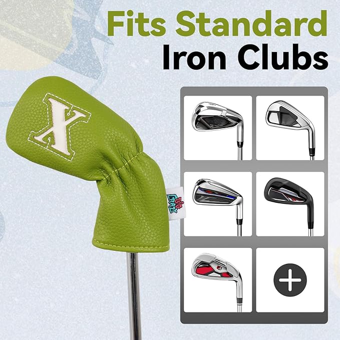 Big Crazy Golf Iron Covers, 10pcs Colorful Iron Head Covers, Long Neck and Elastic Closure for Club Protect, Golf Iron Head Covers Set for Man and Woman