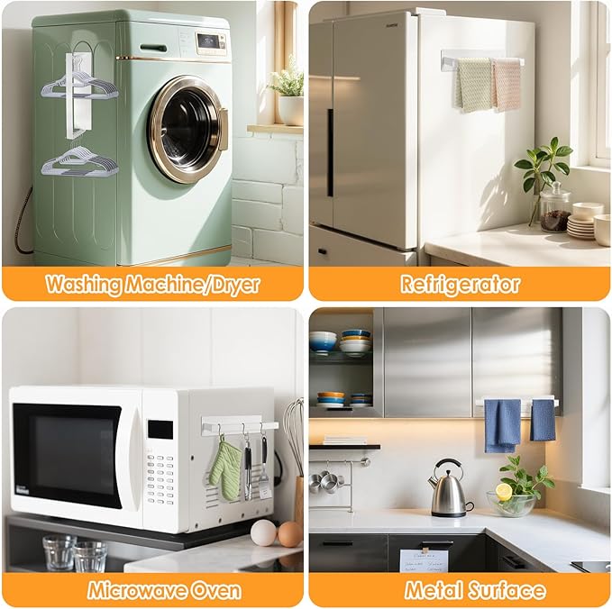 Magnetic Hanger Organizer, Strong Magnetic Hanger Holder for Washing Machine Dryer, Laundry Room Organization Space Saving Hanger Storage Rack Stacker, White