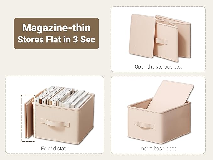 Storage Bins, Fabric Satin Storage Baskets for Shelves, 11.5" L*8.75" W*6.5" H Collapsible Storage Bins with Handles for clothes, Closet Baskets and Bins with Handles, Blush Pink, 3-Pack