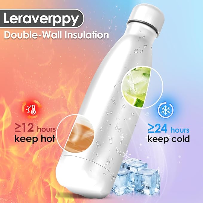 25oz Cola-Bottle Shaped Stainless Steel Leak-proof Water Bottle,Double Wall Vacuum Insulated Metal,Travel Mug For Sports Indoors & Outdoors,BPA-Free School Kids Flasks,White(4 Pack)