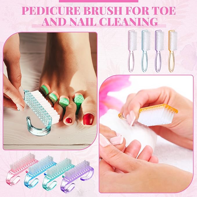 Patelai 12 Pcs Handle Grip Nail Brush Bulk Colorful Nail Scrubber Fingernail Brushes Hand Toes Cleaning Brushes Pedicure Scrubbing Tool for Men and Women, Multicolor Brush