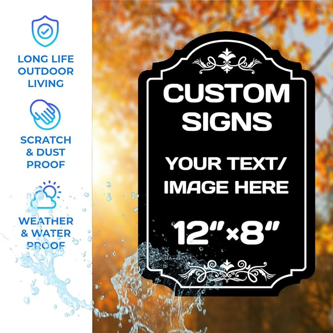 Custom Aluminum Weatherproof Metal Garden Signs - Multiple Sizes, Personalized Text & Picture Here