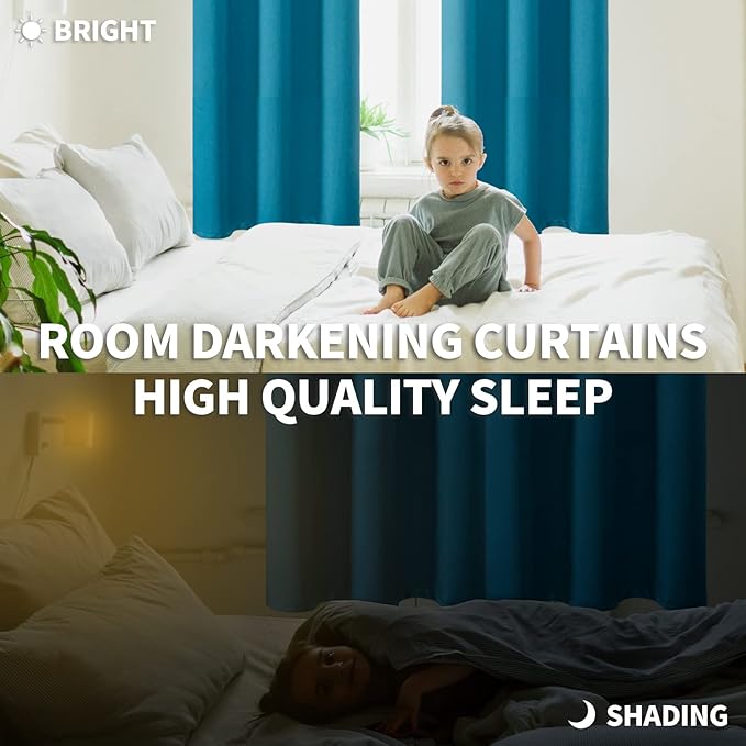 BGment Peacockblue Blackout Curtains for Bedroom 63 Inch Length 2 Panels - Thermal Insulated Window Drapes with Rod Pocket Room Darkening for Living Room, 42 x 63 Inch