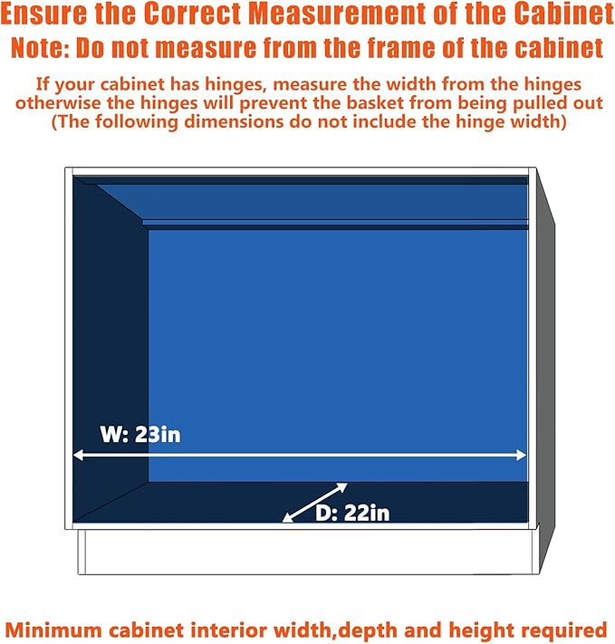 ROOMTEC Pull Out Cabinet Organizer, Cabinet Pull Out Shelves 22½" W x 21½" D, Heavy Duty Cabinet Drawers Slide Out Kitchen Cabinet Organizers Storage Shelf