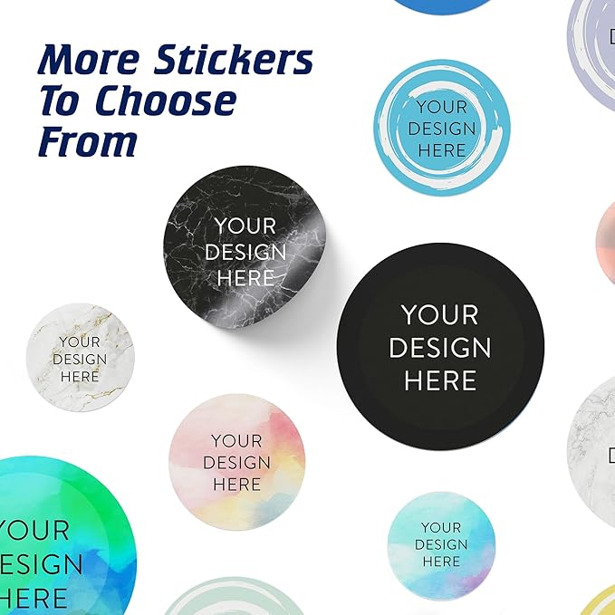 100 Custom Vinyl Stickers - Upload Your own Image, Text, Design, Logo - Personalized Logo Labels for Handmade, Packaging, Bottle, Jars, Candle, Brand Stickers (Black Marble, 1x1)