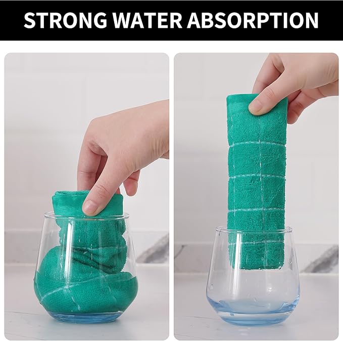 Homaxy 100% Cotton Terry Kitchen Dish Cloths, Ultra Soft and Absorbent Dish Towels for Kitchen, Suitable for Drying and Washing Dishes, 6 Pack, 12 x 12 Inches, Turquoise