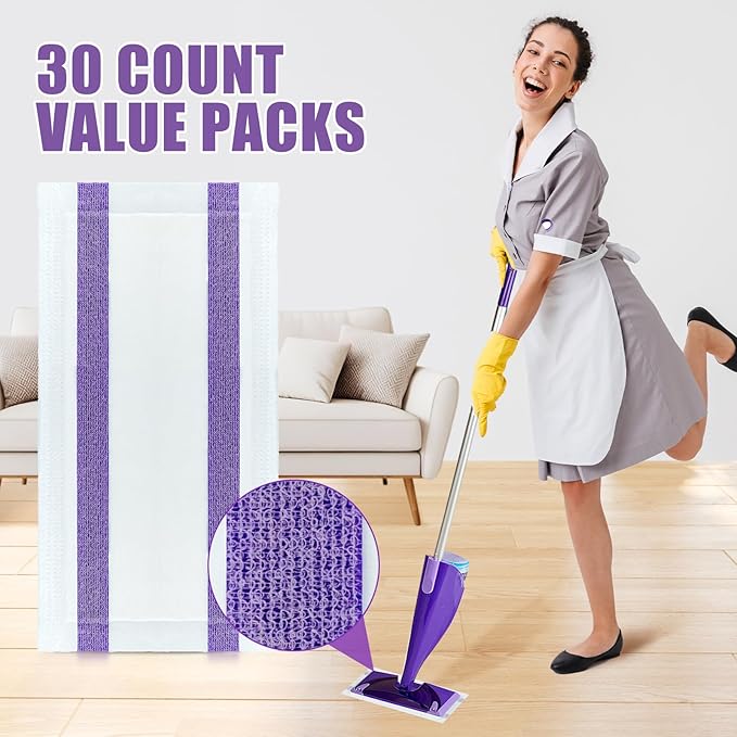 60 Count Disposable Wet Pads Refill for Swiffer Wet Jet Spray Mop,Wet Jet Pads for All Floor Types,Disposable Multi Surface Wet Jet Hardwood Floor Cleaner for swiffer Wet Pads Refill