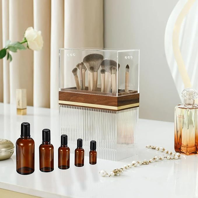 50ML Roller Bottles for Essential Oil, 3 Pack Empty Amber Glass Roller Bottle for Perfume Oil, Roll on Bottles with Stainless Steel Roller Balls, Opener, Funnel and Dropper