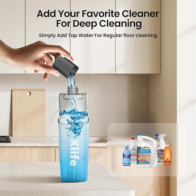 Spray Mops for Floor Cleaning, Xlife Microfiber Dust Mop with 3 Washable Pads Mop with Sprayer Wood Mops Commercial Home Use for Wood Hardwood Laminate Ceramic Tiles Floor-Gray (No Cleaner)