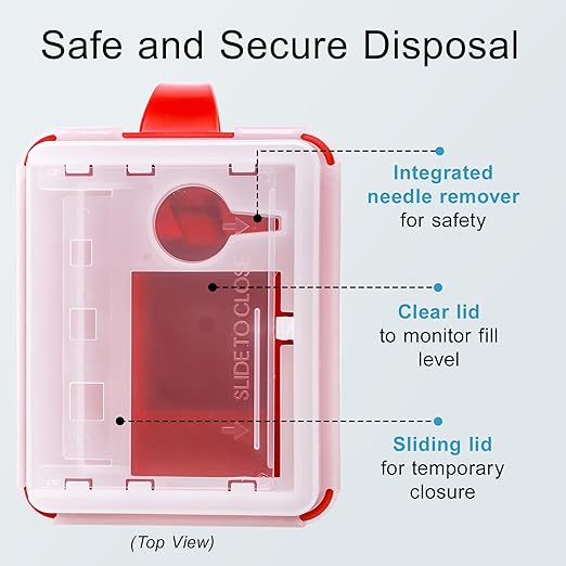 Sharps Container Large - Sharps Containers for Home Use and Labs - Portable Needle Disposal and Travel Size Biohazard Bin - 2 Quart (Pack of 3)
