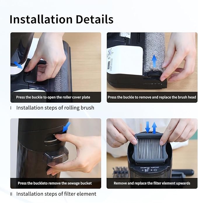 Vacuum Filter Replacement Compatible with Tineco iFloor 3, Floor ONE S3 & Floor ONE S5, Floor ONE S5 Pro Cordless Vacuum Cleaner, 4 Pack Replacement Filters