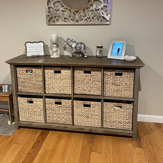 Storage Cube 10.5 x 10.5in, Wicker Storage Baskets for Shelves, Water Hyacinth Storage Baskets, Square Wicker Storage Basket (2 Packs 10.5in)
