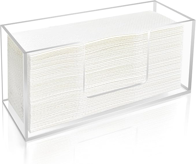 1Pack Acrylic Paper Towel Dispenser, Napkin Holder for Bathroom, Kitchen & Countertop – Paper Towel Holder Z-Fold/C-Fold/Multi-Fold Holder, Shatter-Resistant & Space-Saving (1)