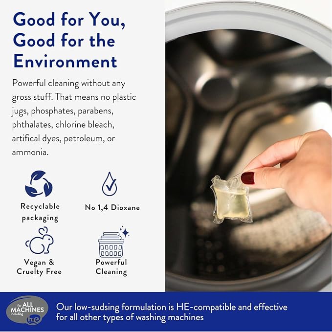 The Clean People Laundry Detergent Pods - Hypoallergenic Laundry Pods - Ultra Concentrated, Recyclable Packaging, Stain Fighting - Fresh Scent, 32 Pack