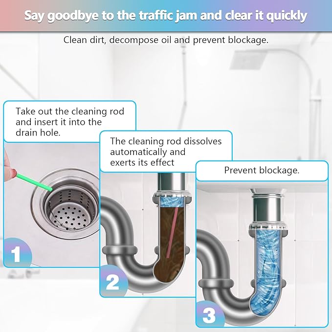 72pcs Drain Cleaner Deodorizer Sticks - Keep Drain Pipes Clear, Prevent Clogs for Kitchen, Bathroom, Toilet (6 Color)