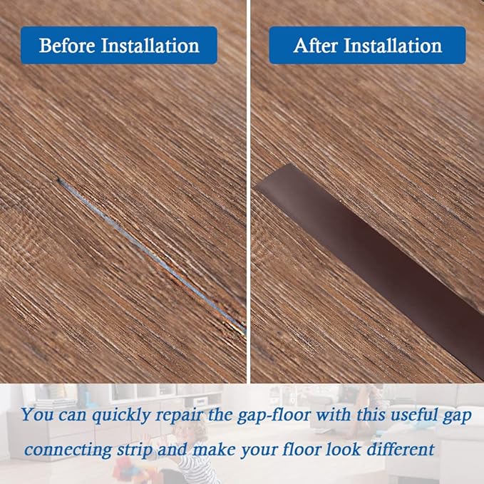 Floor Transition Strip Self Adhesive Floor Cover Strips Laminate 3" Wide Vinyl Flat Divider Transitions (7.5cm, 6.56Ft, Brown)