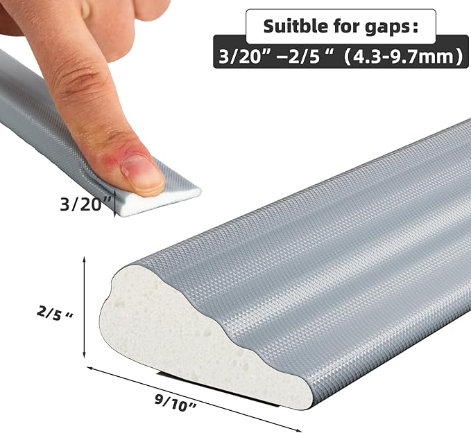 3 Pack*16.4 Ft Weather Stripping Seal Strip for Doors,Soundproofing Window Insulation Draft Stopper for Winter, Selfadhesive Foam Weather Strip for Door Frame,Door Gap Filler Noise Blocker(Gray)
