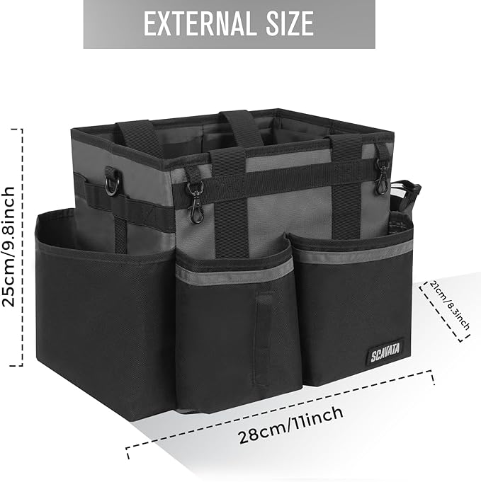 Compact Wearable Cleaning Caddy, Small Cleaning Caddy Supplies Organizer with Handle & Shoulder Straps for Housekeepers, Under Sink & Car Cleaning Tool Organizers Bag (DarkGrey)