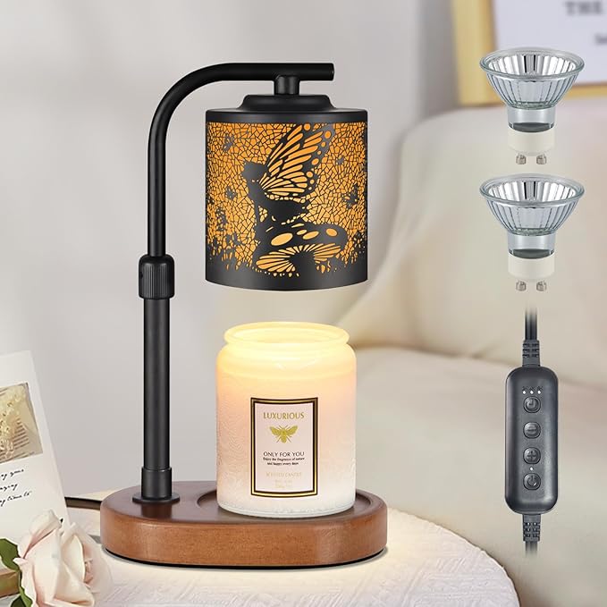 Candle Warmer Lamp with Timer,Birthday Gifts for Women Mom,Adjustable Height for Scented Jar Candles,Electric Candle Lamp Warmer for Home Decor(Flower Fairy)