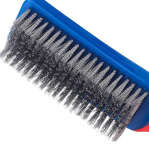 Wire Brushes 2 Pcs Steel Brushes Heavy Duty Carbon Steel and Stainless Steel Wire Scratch Brush with Rubber Ergonomic Handle (16x3.5cm)