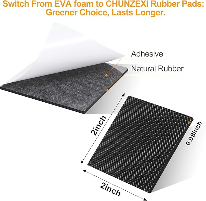 CHUNZEXI Non Slip Furniture Pads - 16 Premium Furniture Grippers Self Adhesive Rubber Furniture Feet, Anti Slide Furniture Hardwood Floor Protector for Keep Couch Stoppers (2 inch Square)