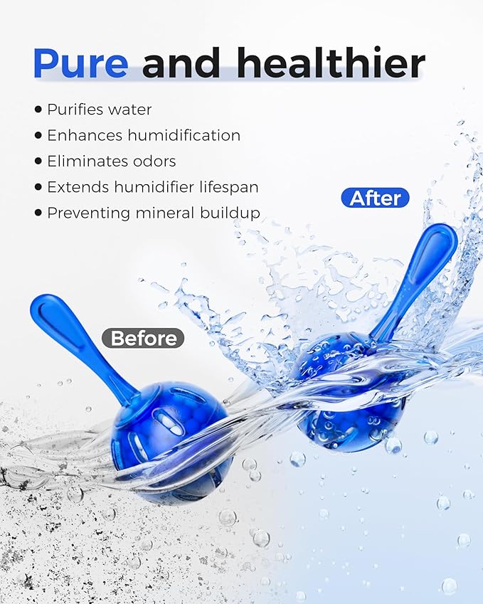 Humidifier Cleaner Anti-Scale Balls: Stop White Dust, Extend Humidifier Life, Prevents Hard Water Build-Up, Easy Use, 16 Pack