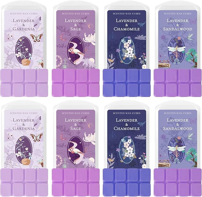 SCENTORINI Wax Melts, Wax Cubes Strong Scent, Long Lasting Lavender Scented for Sleep, Wax Melts for Warmer, 2.5 oz 8-Pack
