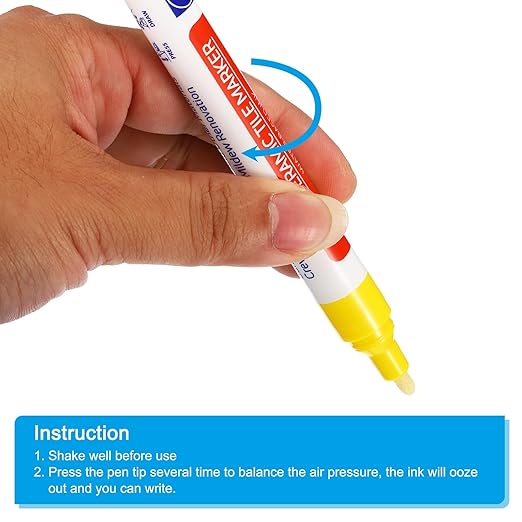 PATIKIL Grout Pen, 4 Pack Yellow Tile Marker Waterproof Grout Sealer Pen Tile Repair Pens Paint Pens for Wall Floor Bathroom Kitchen Refresh