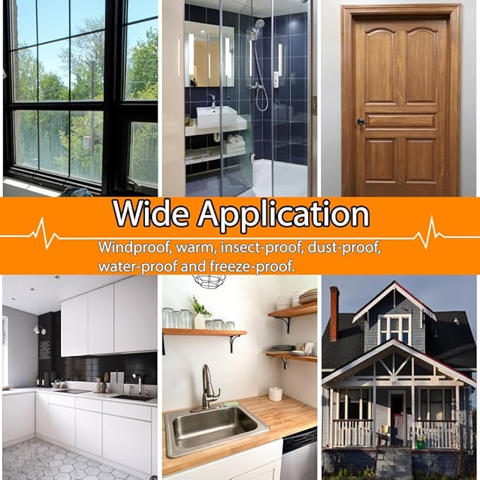 Window Insulation for Winter Weather Sealing Tape 2 Inch x 50 Yards Weather Stripping Residue Free Draft Isolation Sealing Film Tape for Doors Windows and Shower Glass Gaps White Color