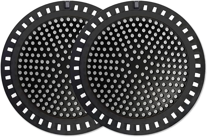 2PCS Shower Hair Drain Catcher/Strainer/Cover/Filter/Trap, Hair Stopper Floor Drain, Stainless Steel with Silicone Edge Drain Protector, Black, 4.75 Inch Diameter
