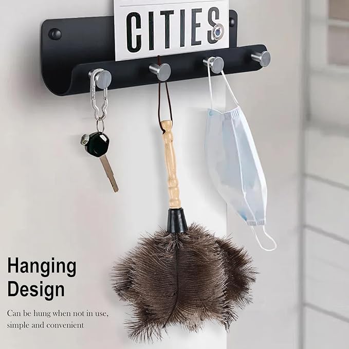 Ostrich Feather Duster 14" Natural Handheld Reusable Feathers Dusters with Wooden Handle for Cleaning Supplies Home Car Office(6PCS)