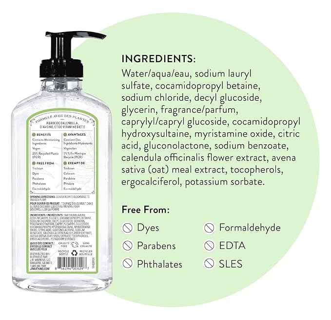 J.R. Watkins Gel Hand Soap, Scented Liquid Hand Wash for Bathroom or?Kitchen, USA Made and Cruelty Free, 11 fl oz, Aloe & Green Tea