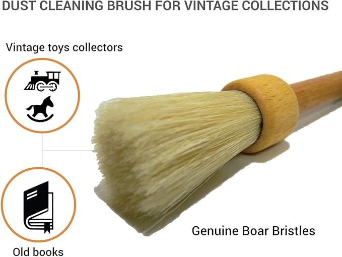 Valentino Garemi Cleaning Brush for Dusting Vintage Collection Picture Frames Genuine Bristles Made in Germany