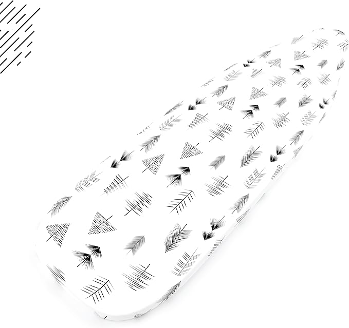 Encasa XO Ironing Board Cover and Pad 42"x14" - Thick 3mm Felt Padding, Drawstring Tightening & Lock, Easy Fit, Scorch & Stain Resistant, Fits Medium Ironing Board - Black Arrow