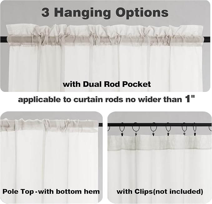 Chyhomenyc Ivory Sheer Curtains Tier 36 inch Length 2 Panels, Light Filtering Airy Rod Pocket Short Curtains Window Treatment for Small Windows/Bathroom/Cafe/Living Room/Farmhouse, 42x36 Inch