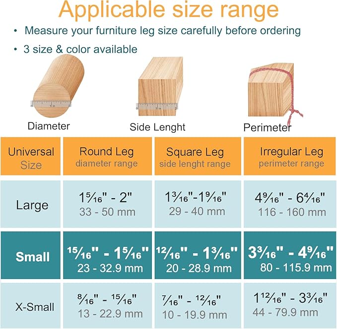 32 Pcs Chair Leg Protectors for Hardwood Floors, OASMU Silicone Felt Furniture Pads for Scratch and Noise Prevention, Smooth Moving (Small Fit: 0.9'' - 1.29'')