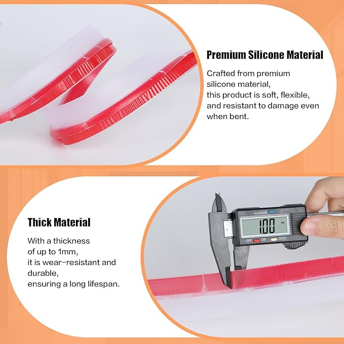 Orghtin T-Shaped Silicone Seal Strip, Clear Door Sealer Weather Stripping, 20Ft Door Draft Stopper
