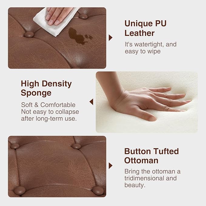 Storage Ottoman Bench, 51-Inch Large Storage Bench for Bedroom End of Bed, 30 Gallons Faux Leather Bench for Bedroom, Living Room, Entryway, Hallway, Brown