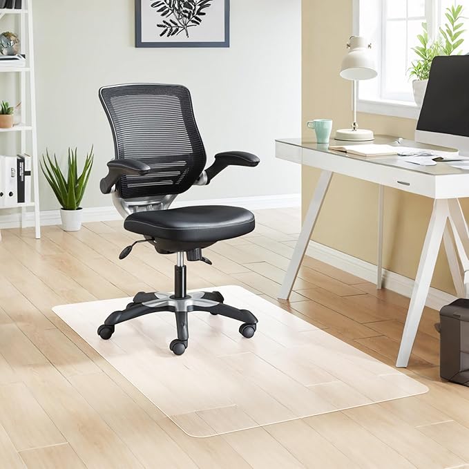 Office Chair Mat for Hardwood Floor, 48” x 40” Crystal Clear Hard Floor Chair Mat, Transparent Floor Protector Mat Flat Without Curling