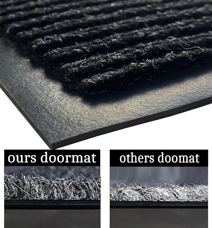SRDDQLC Door Floor Mat Commercial Grade Large Size Heavy Duty Tough Entry Collection Slip Skid Entrance Mat with Rubber Backing Low Profile (Black, 4x6FT)