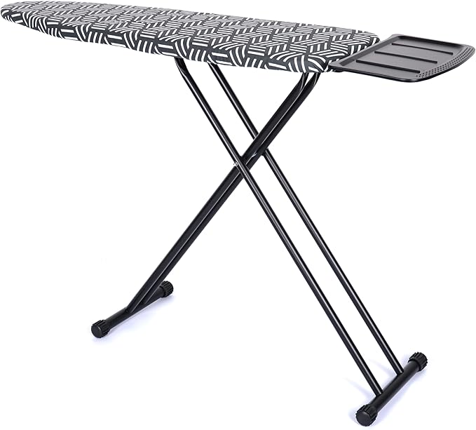 caius Ironing Board with Steam Iron Rest, 43"x13" Extra Thick Padded Cover, Compact and Space Saver Iron Board Full Size, Easy to Fold, Adjustable Height, Sturdy Metal Frame